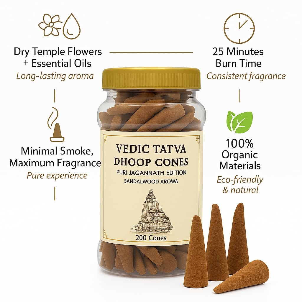 Sandalwood Dhoop Cones for Pooja – Premium Pack of 200